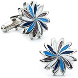 Blue Pink Daisy Cufflinks-CLI-L21002-A