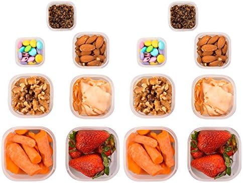 Portion Control Containers - Double Set with Lids - 14 pieces - Perfect use for 21 Day Challenge and Meal Prep - For Weight Loss and Diet Program