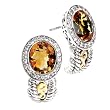 925 Silver, Citrine & CZ Oval Drop Earrings with 14k Gold Accents