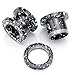 PiercingJ Pair 12G-5/8 (2-16mm) Color-electroplating Stainless Steel Screw Tunnels Ear Expander Stretcher Plugs Piercing Gauge, Black