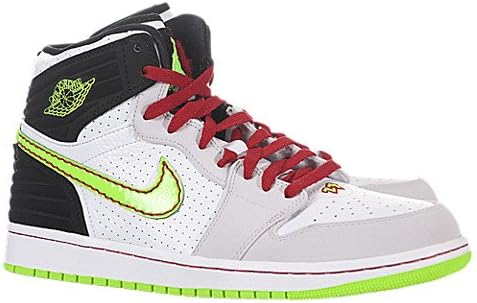 Nike Jordan Men's Air Jordan 1 Retro '93 White/Elctrc Grn/Blk/Ntrl Gry Basketball Shoe 12 Men US