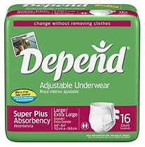 Depend Refastenable Protective Pant, Large/Extra-Large, Case of Four-16 Count (64 Pants)