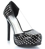 Studded Almond Toe Platform Stiletto Heel Pump