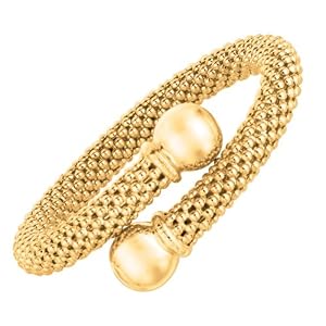 Sterling Silver Color 8mm Gold Plated Polished Bubble Textured Bracelet - 7.5 Inch - JewelryWeb