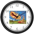 A chariot of fire and horses of fire takes Elijah up into heaven in a whirlwind while Elisha watches - Biblical or Bible Religious Themes Wall Clock by WatchBuddy Timepieces (Slate Blue Frame)