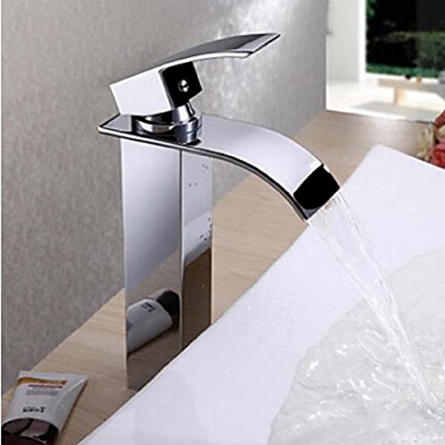 Senlesen Waterfall Bathroom Countertop Sink Faucet Basin Waterfall Mixer Tap Tall Body