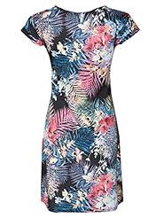 Elastane/Polyester Tropical Print Party Dress/Tunic 