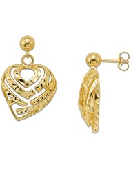 Aloha Heart Earrings in 14K Yellow Gold - 18mm