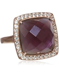 Sterling Silver Mother-Of-Pearl Square Blue Quartz Ring, Size 7