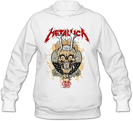 Huma Women's Metalica Band Skull Long Sleeve Winter Outwear XXL White