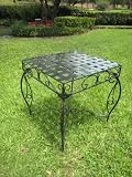 Wrought Iron Side Table - Lattice Black Pewter 22H x 20W x 20D