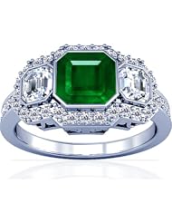 Platinum Emerald Cut Emerald Ring With Sidestones (GIA Certificate)
