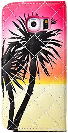 Tropical Tree - S6 Edge Case,Crazy Panda TM Luxury Vouge Fashion Painting Galaxy S6 Edge Wallet Case [Wallet Function] Flip Cover Leather Stand Case for Galaxy S6 Edge With TPU inner Case