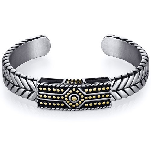 Mens Tribal design Stainless Steel Cuff Bracelet