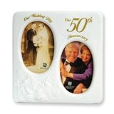 Embossed Porcelain Bisque 50th Anniversary Photo Frame