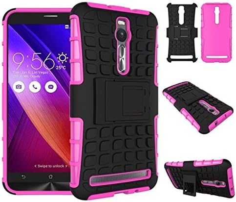 Zenfone 2 Case,Evily Heavy Duty Rugged Dual Layer Case with kickstand for ASUS Zenfone 2 ZE550ML 5.5" - Rose