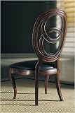 Advocate Black Leather Cameo Back Oval Side Chair
