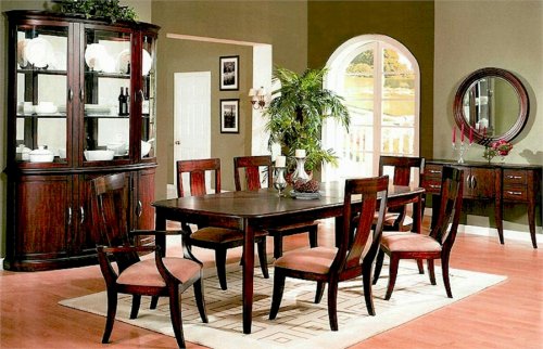 7PC Broadway Dining Set In Solid Wood Cherry Finish.