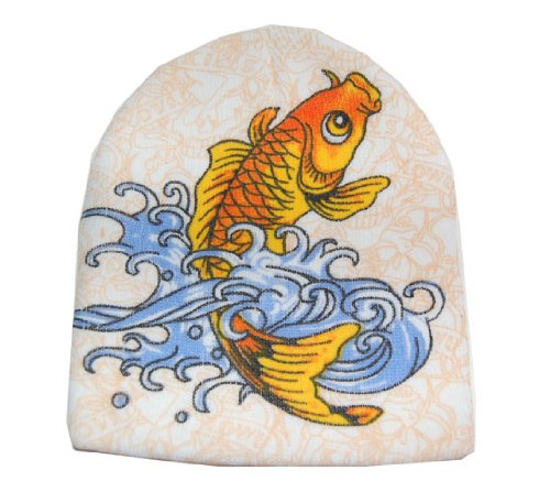Cuffless Beanie Design - Water Japanese Koi Fish