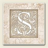 AbsorbaStone Coaster set~ Monogram Initial S ~ 4 Tile Drink Coasters ~ code 588C