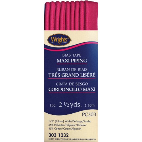 Wrights 117-303-1232 Maxi Piping Bias Tape, Berry Sorbet, 2.5-Yard
