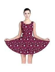 General Print Stretchy Polyester/Spandex Skater Dress 