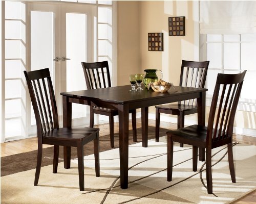 Contemporary Red Brown Hyland Dining Room Table Set