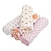 PREMIUM SOFT FOUR PACK MUSLIN SWADDLE BLANKETS - 4 Baby Girl Receiving Blankets - Large 47x47 Swaddling Blanket - Cotton Baby Swaddle Wrap For Girls - 100% Soft Cotton Pink Baby Blanket Set