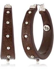 The SAK Medium Stud Click Walnut Hoop Earrings