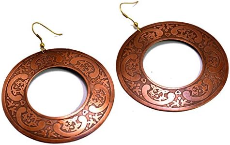 A Pair of Indian Copper Metal Traditional Boho Hippie Earrings Aife_712