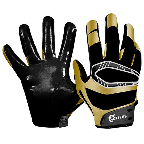 Cutters Rev Pro Receiver Gloves, Black/Metallic Gold, Adult Medium