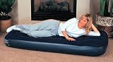 SINGLE size flocked air bed - built in pillow - built in pump