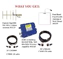 Combo of 65dB In-Building Wireless Cellular 800MHz Smart Technology Ampliifer (801165) with Outside Yagi Antenna (301129) Inside Dual-Band Panel Antenna (301135) with 30' and 50' Cellphone- Mate Coax Cables