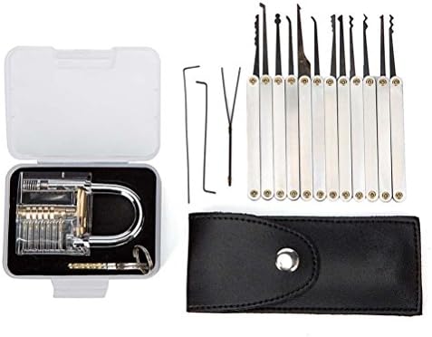 15 Piece Lock Pick Set By Luolo Gold Edition with Clear Padlock and Ebook Guide
