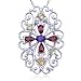 Rhodium Overlay Sterling Silver Multi-Gemstone Cross Pendant, 18