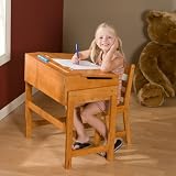 Lipper International Childs Slanted Top Desk And Chair - Pecan