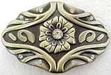 Gorgeous Antiqued Brass Rhinestone Flower Belt Buckle