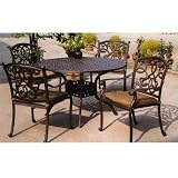 Darlee Santa Monica Cast Aluminum Outdoor Patio Dining Set With Cushions - 48 Inch Round - Antique Bronze