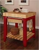 Color Story Crimson Red Butcher Block Kitchen Island