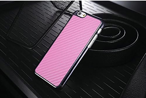 iPhone 6 (4.7 inch) Hybrid - Carbon Fiber back + Plastic Case. NEW 2014 Case, SCRATCH RESISTANT (Pink)