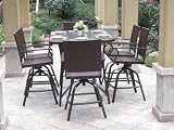7pc Carlisle Swivel Wicker Patio Bar Dining Set