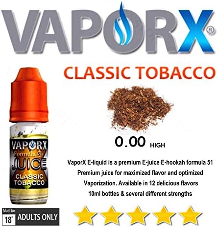 VAPORX (LOT 5 BOTTLES) * CLASSIC TO-BACCO* FORMULA 51 PREMIUM JUICE ZERO (0) 50-ML