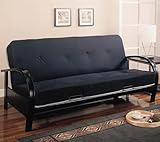 Metal Futon Frame with Arched Arms in Satin Black Finish