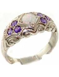 High Quality Solid 925 Sterling Silver Natural Opal & Amethyst band Ring - Finger Sizes 4 to 12 Available
