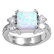 Sterling Silver Lab Created Opal Ring - 4mm Band Width - 10mm Face Height - Sizes: 6-9 - Clear CZ Sterling Silver Lab Created Opal Ring - 4mm Band Width - 10mm Face Height - Sizes: 6-9 - Clear CZ