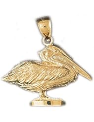 Dazzlers Solid 14k Gold Pelican Charm Pendant Available in three colors from jewelsberry (weights: 4.1 grams only)