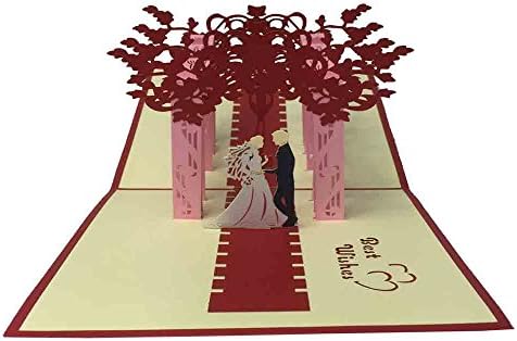 Artistic 3D Best Wishes Wedding Couple Greeting Cards/Keepsakes