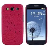 Skque 3D Rose Flower Carving Cover Case for Samsung Galaxy S3 I9300, Hot Pink