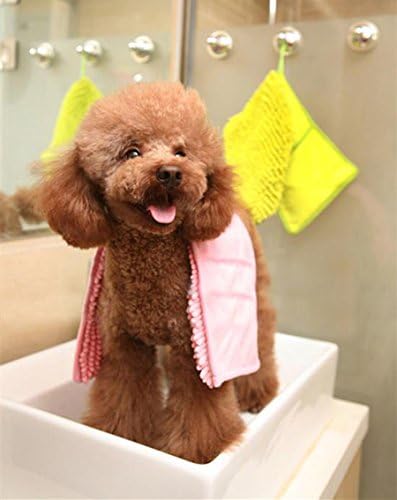 Dry Ultra Soft and Absorbent Microfiber Chenille Pet Drying Towel With Hand Pockets Dog/Cat Bath Cloth &amp; Bathing Absorbing Fast-Dry Quick Drying No "Wet Doggy" Smell Also Recommended for Hair