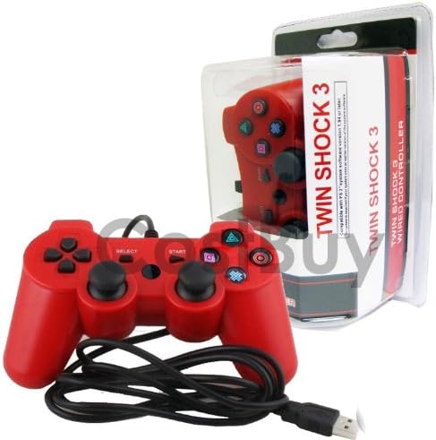 CostBuy PS3 WIRED CONTROLLER FOR SONY PLAYSTATION 3 / PC CONTROLLER RED GAME PAD